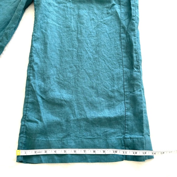 Athleta Playa Linen Borealis Green Wide Leg Crop Pants - Picture 13 of 14